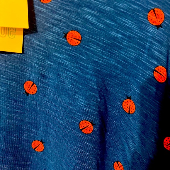 Lularoe Olive top. Blue background with ladybugs, scooped neck - Picture 3 of 5